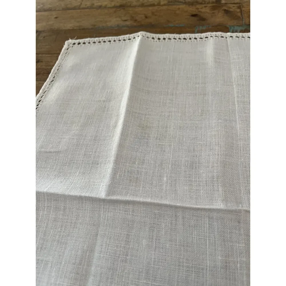 Off White Floral Embroidered Cottagecore Linen Napkins 16